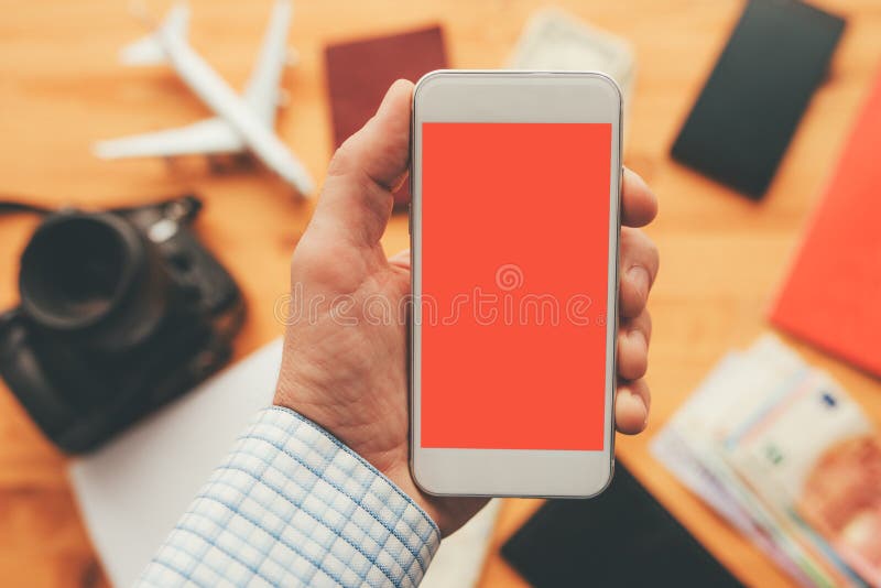 Business travel app for mobile phone mock up screen stock image Business travel app for mobile phone mock up screen stock image