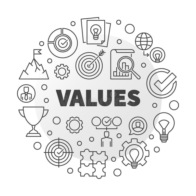 Business Values vector round minimal outline illustration vector illustration Business Values vector round minimal outline illustration vector illustration