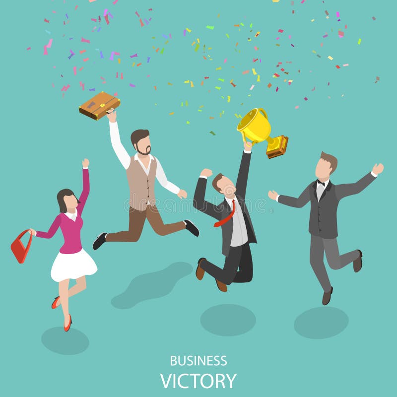 Business victory flat isometric vector concept. royalty free illustration Business victory flat isometric vector concept. royalty free illustration