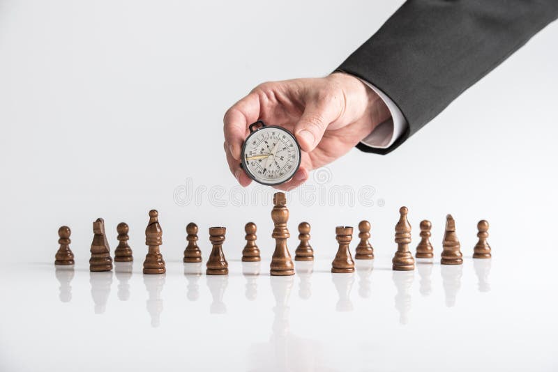 Chess Navigation Compass On Chessboard Concept Stock Photo