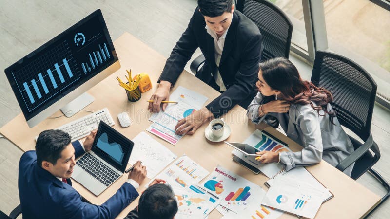 Business visual data analyzing technology by creative computer software royalty free stock photography