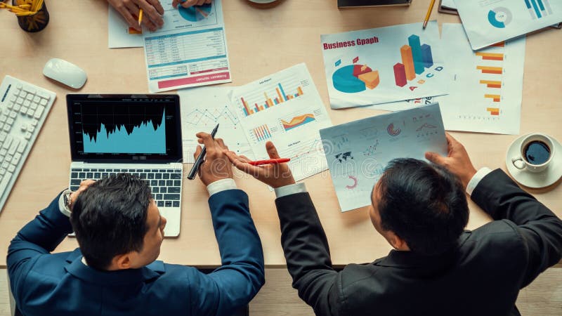 Business visual data analyzing technology by creative computer software royalty free stock photos