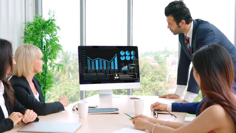 Business visual data analyzing technology by creative computer software royalty free stock photos