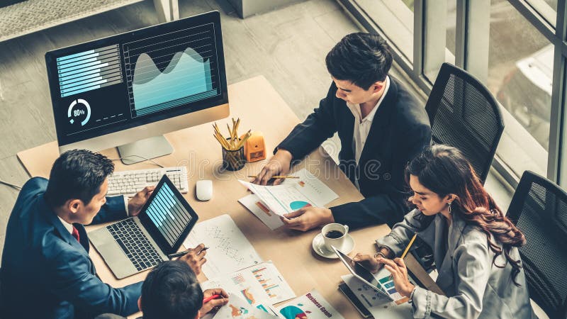 Business visual data analyzing technology by creative computer software. Concept of digital data for marketing analysis and investment decision making.