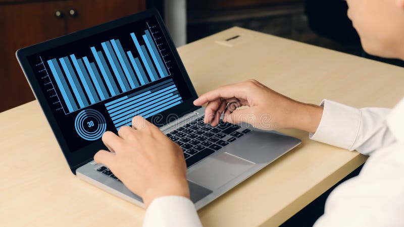 Business visual data analyzing technology by creative computer software royalty free stock photography
