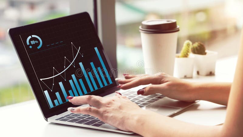 Business visual data analyzing technology by creative computer software royalty free stock photo