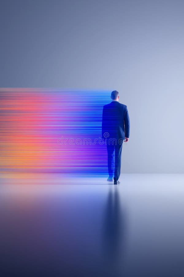 Business wallpaper. Businessman looking forward with future vision concept. Businessman banner vector illustration