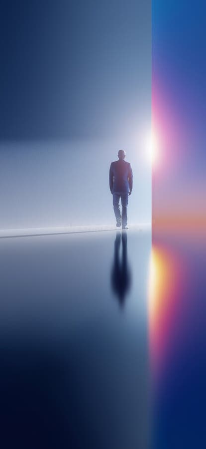 Business wallpaper. Businessman looking forward with future vision concept. Businessman banner vector illustration