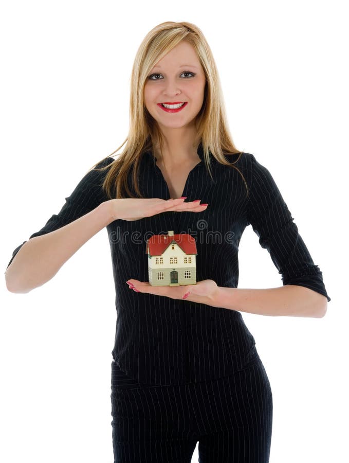 Business woman advertises real estate