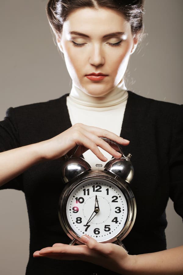 The Business Woman with an Alarm Clock Stock Photo Image of business
