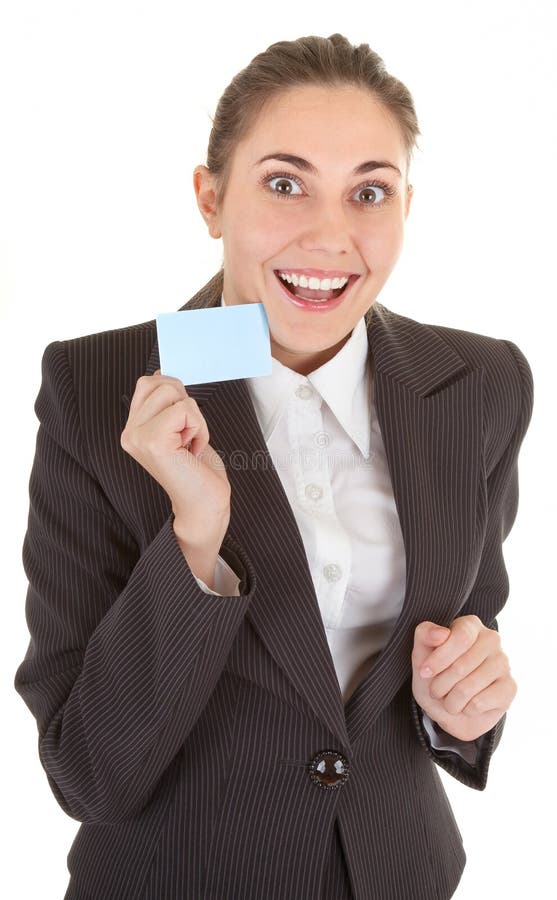 Business woman with blank badge