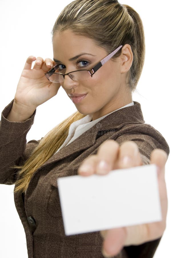 Business woman with blank card royalty free stock photos