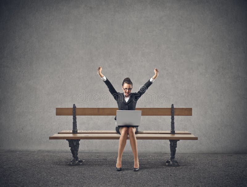 Business woman cheering