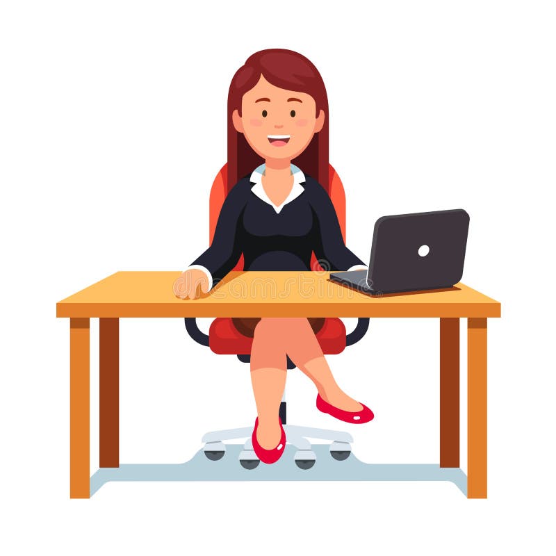 Business Woman Confidently Sitting in Office Chair Stock Vector ...