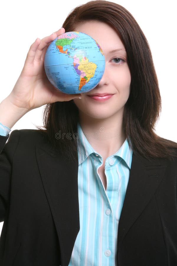 Business Woman with Globe stock images