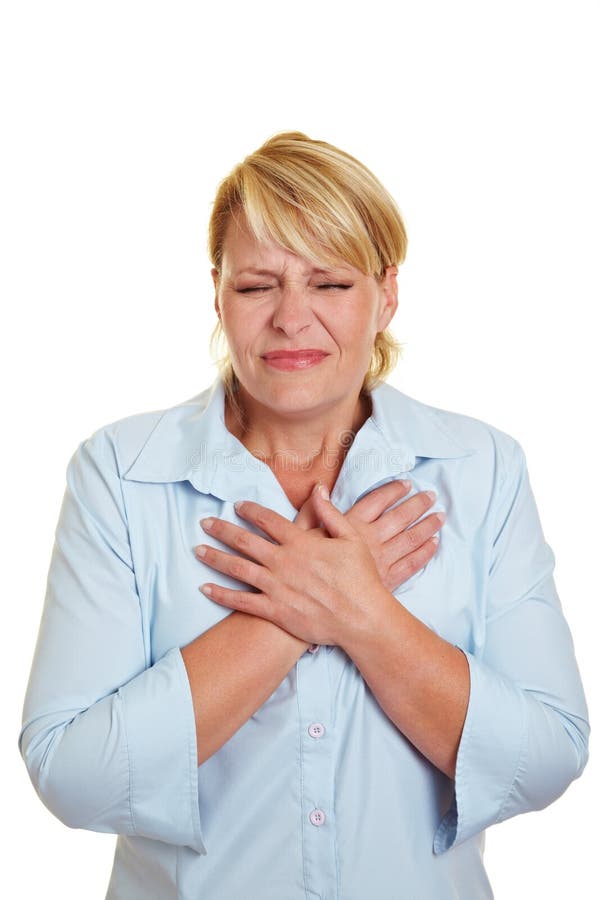 Business woman having heart attack