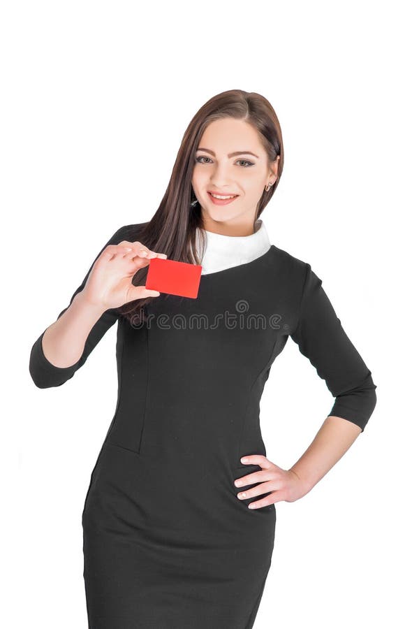 Business woman holding credit card