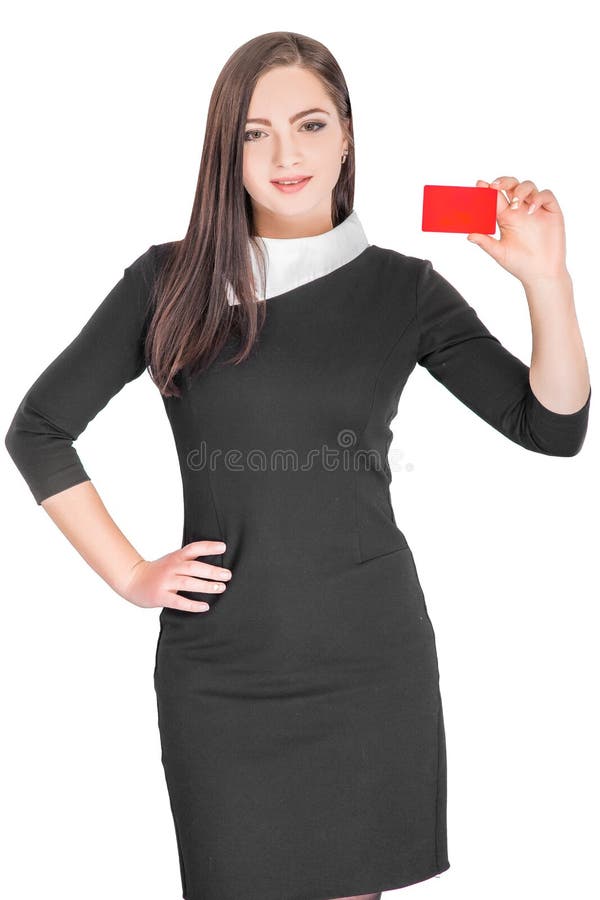 Business woman holding credit card