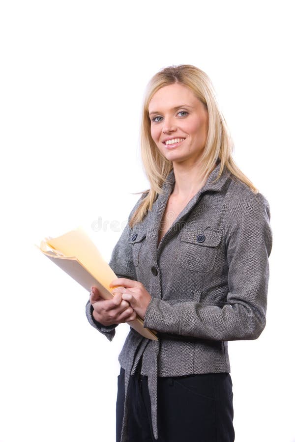 Business woman holding legal documents