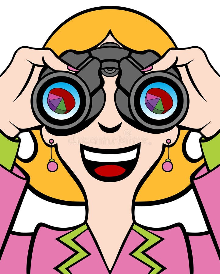 Business Woman Looking at Pie Chart vector illustration Business Woman Looking at Pie Chart vector illustration