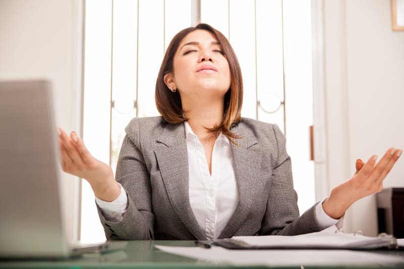 Business woman meditating