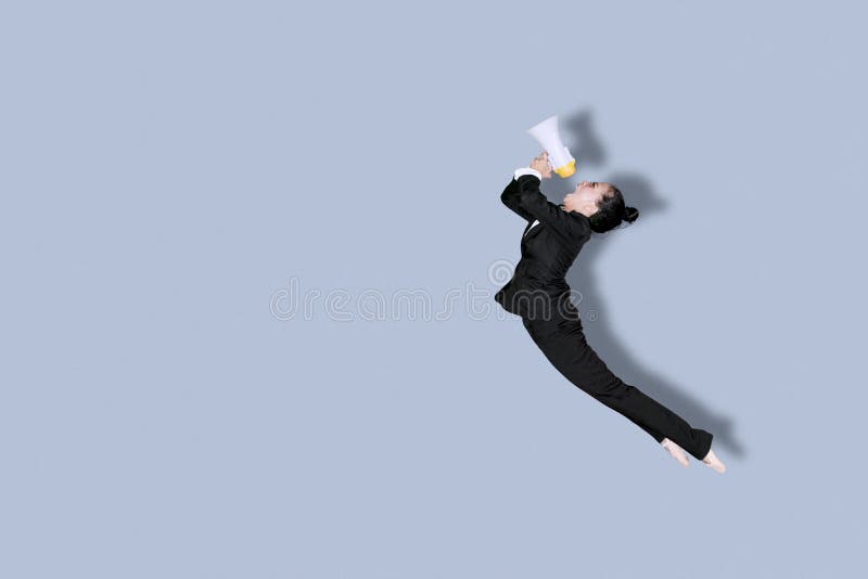 Business woman with megaphone and ballet shoes royalty free stock photos Business woman with megaphone and ballet shoes royalty free stock photos