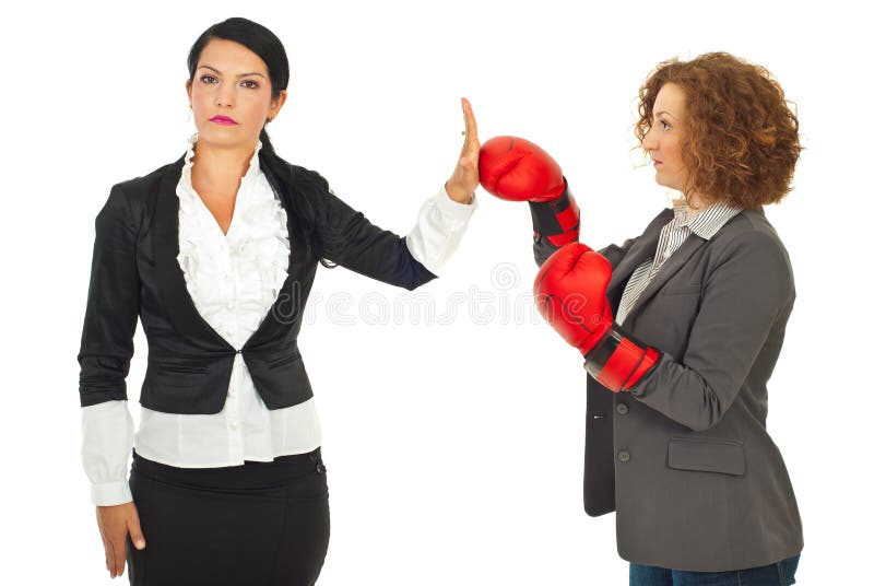 Business woman refuse fight stock photo