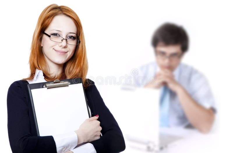 Business woman with a represent folder