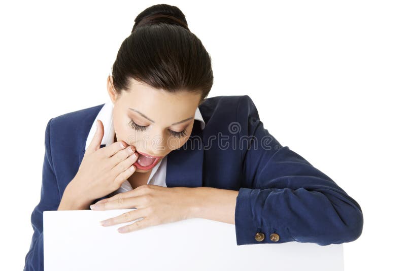 Business woman showing blank signboard stock photography
