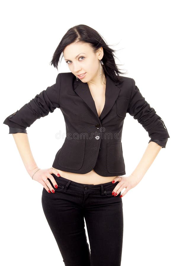 Authoritative Business Woman with Hands on Hips Stock Photo - Image of ...