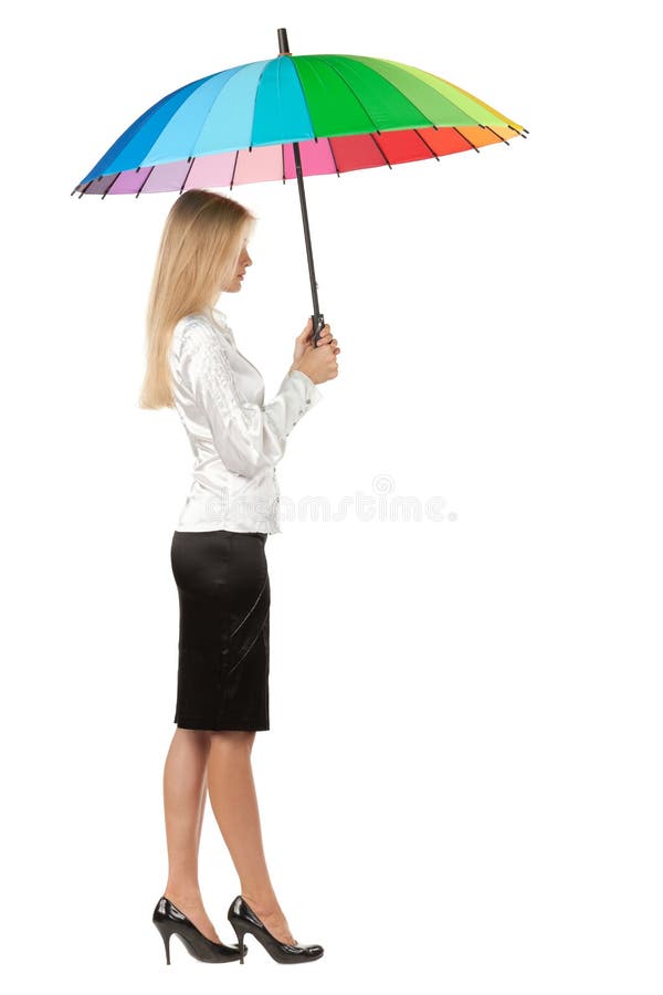 Business woman under umbrella