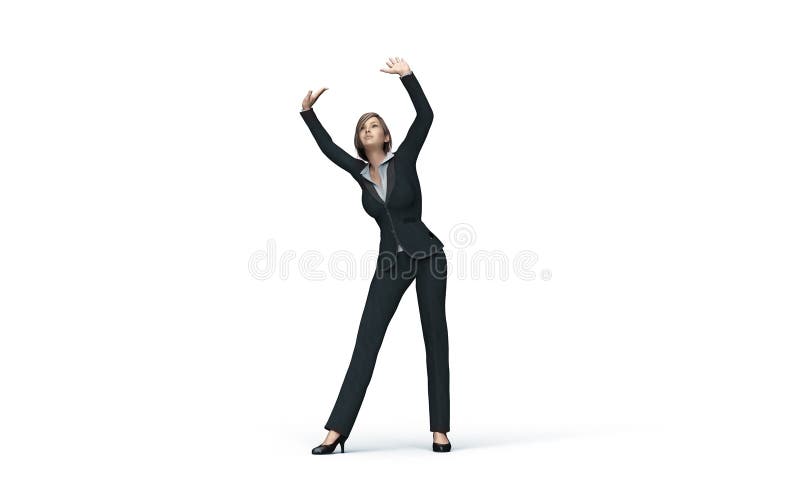 Business Woman Under Virtual Glass Ceiling Stock Illustration