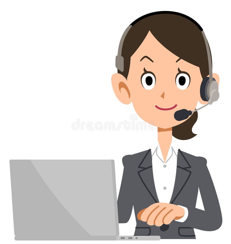 Business Woman Wearing a Headset To Operate a Personal Computer Stock ...