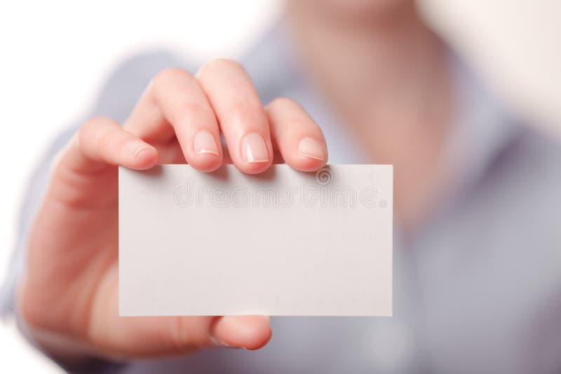 Business women handing a business card