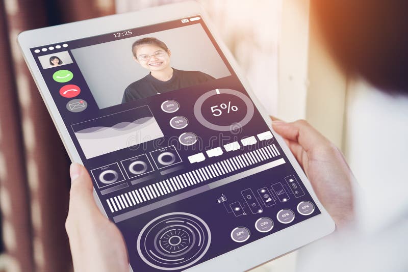 Business Women are Using a Tablet Screen with a Video Call Teams. Video
