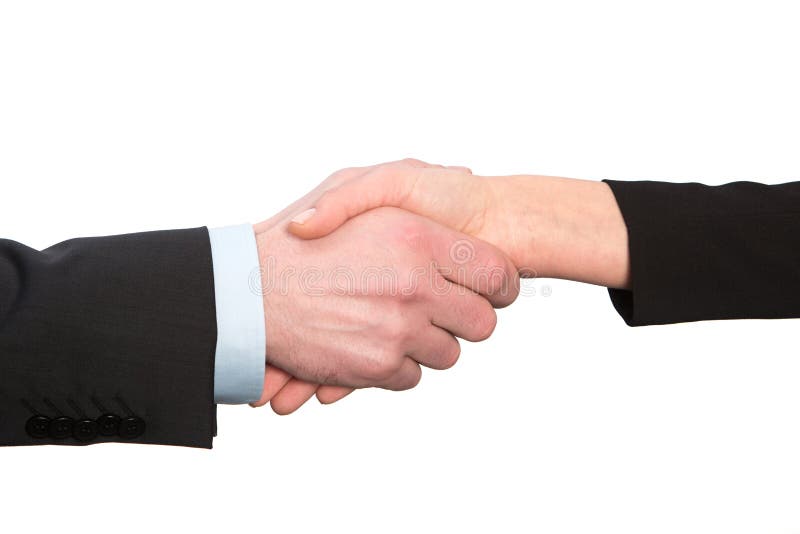 Businessb handshake isolated on white background