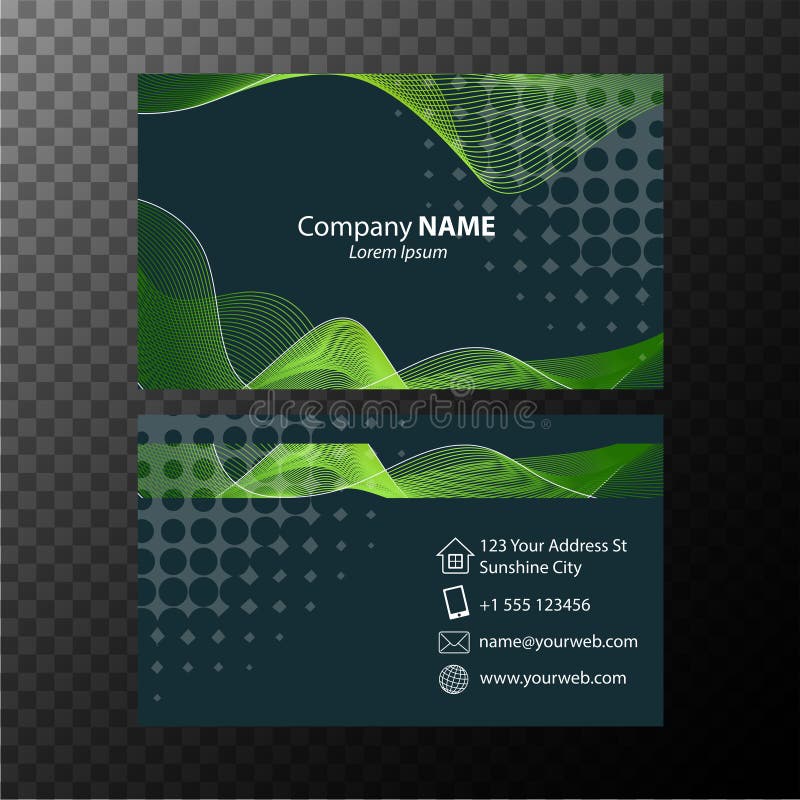 Businesscard template with green wavy lines illustration