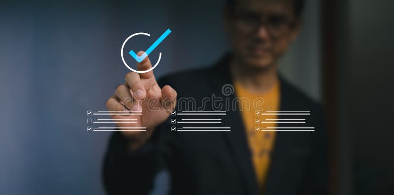 Businesses employ words like good service, high quality assurance mark, premium, digital signature royalty free stock photo
