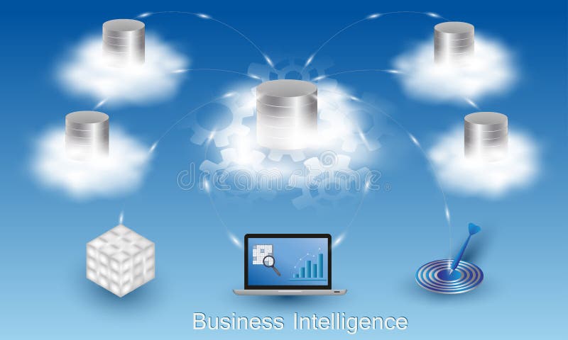 BusinessIntelligenceCloudConcept vektor illustrationer BusinessIntelligenceCloudConcept vektor illustrationer
