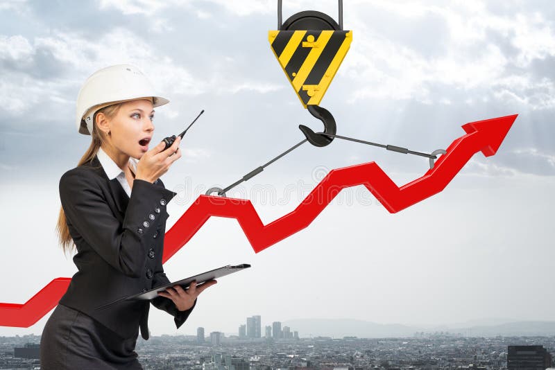 Businesslady mit Funksprechgerätsatz lizenzfreies stockfoto