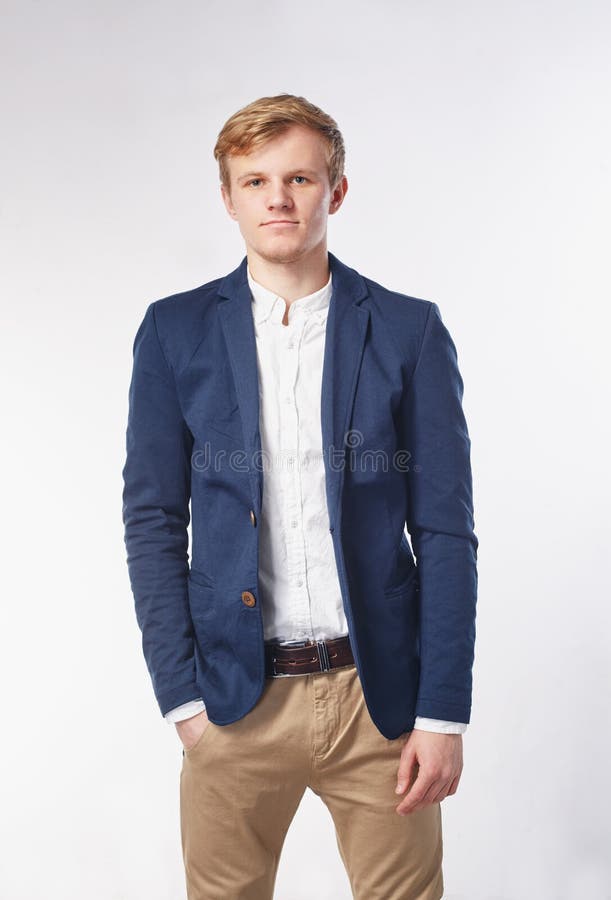 Businessman against white background stock photo