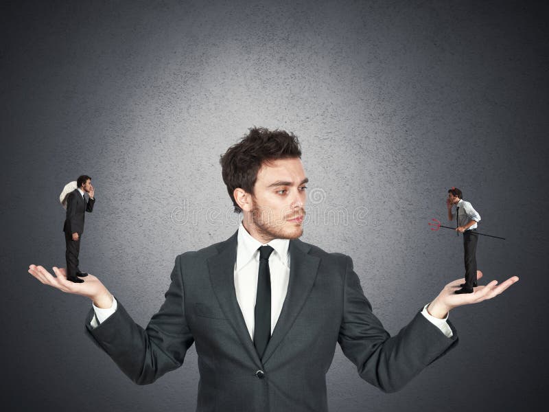 Businessman and angel or devil royalty free stock photos Businessman and angel or devil royalty free stock photos