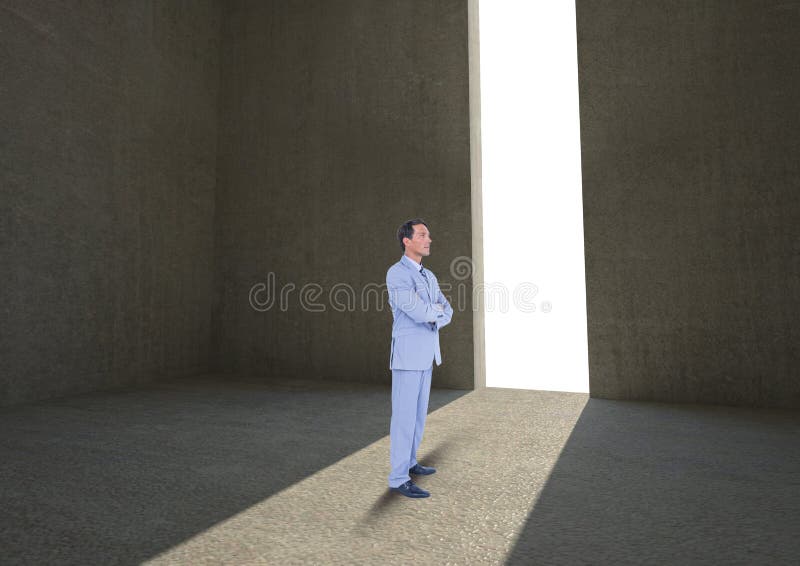 Businessman with arms crossed by doorway stock images Businessman with arms crossed by doorway stock images