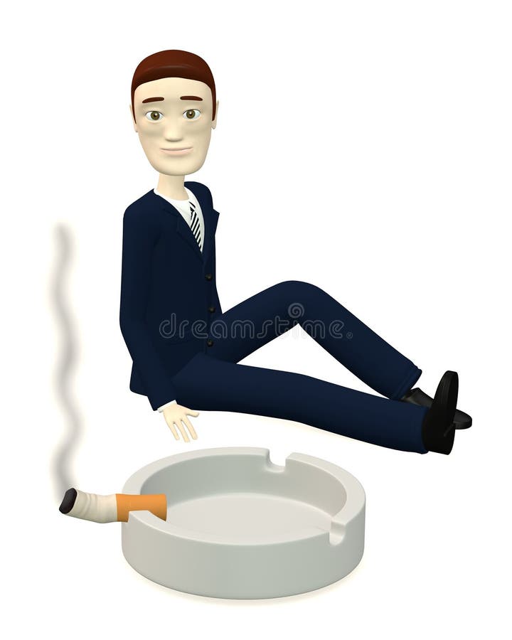 Businessman with ashtray and cigarette vector illustration