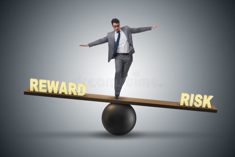 The Businessman Balancing between Reward and Risk Business Concept