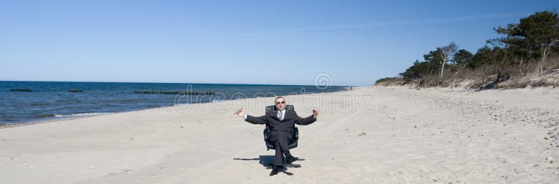 Businessman on beach