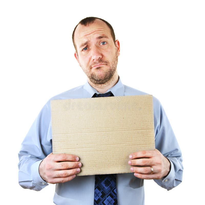 Businessman begging for help with cardboard sign. Male hand holding businessman stock images, royalty-free photos and pictures