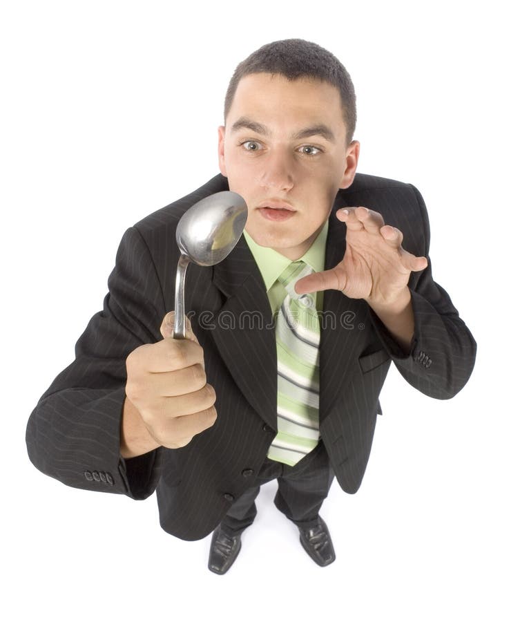 Businessman Bending Spoon by Mind Force Stock Photo Image of genius