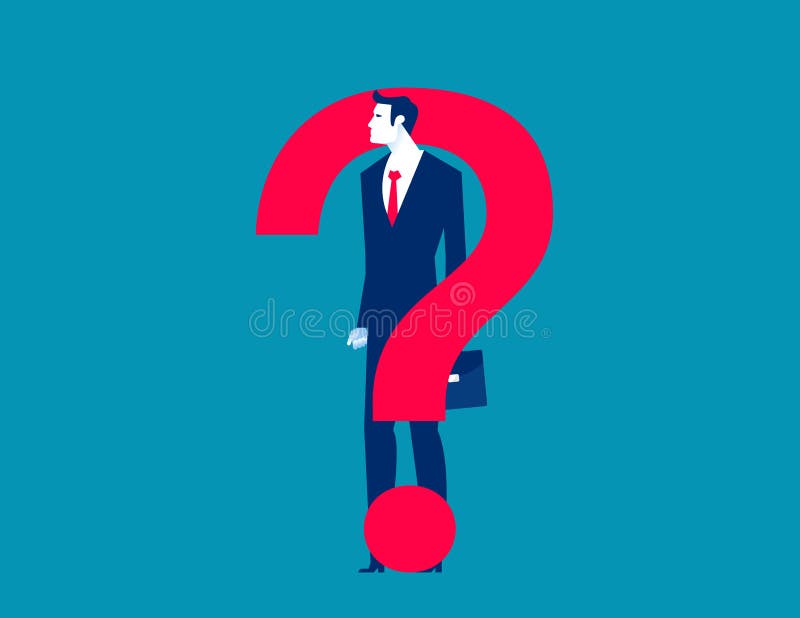 Businessman With Big Question Mark Business Problems Vector