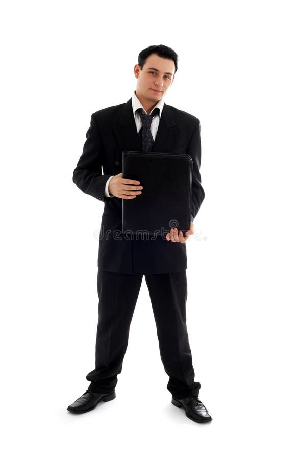 Businessman with black folder stock photo